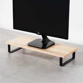 원목 듀얼 모니터 받침대 폭 240mm 높이10cm, 고무나무상판(블랙받침)