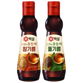 백설 100%통참깨 참기름+ 100%통들깨들기름, 1세트, 320ml