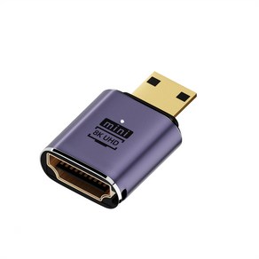 믹스MICS 알루미늄 HDMI v2.1 to Mico-HDMI Mini-HDMI 8K@60Hz UHD2.1 변환 젠더 HDMI 2.1출력 LED 어댑터 연결 커넥터 1P, HDMI(F)-miniHDMI(M), 1개