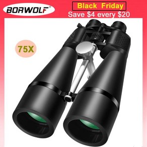 천체망원경 Bowolf 조류 관찰 하이킹 사냥 스포츠용 방수 군사 망원경 고화질 쌍안경 25-75X80 2023 신제품, 02 add  tipod, 01 CHINA