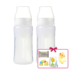 앙뽀 실리콘 젖병 1+1 (노꼭지) 260ml, 앙뽀260ml(노)_화이트+화이트, 2개