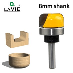 lavie 1pc 8mm 생크 1-18 직경 볼 트레이 라우터 비트 나무 목공 용 베어링이있는 라운드 노즈 밀링 커터 c08-044fx