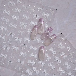레이스 리본네일스티커 4종 시스루 네일스티커 레이스, 1개
