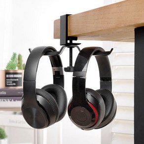 DGITEM 헤드폰 거치대 헤드셋 거치대 360도 듀얼거치대 pc방 헤드셋정리, 듀얼 헤드폰걸이 블랙, 1개