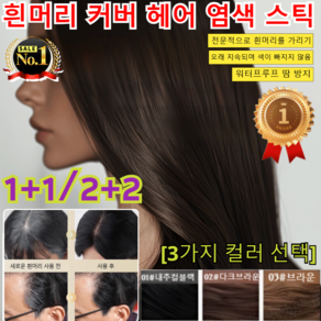 1+1/2+2 방수 땀방지 흰머리 커버 염색 헤어스틱 새까만 새치커버스틱 헤어 쿠션 흑채 새치커버 새치커버 스틱 헤어 새치 머리 부분 커버 스틱/안전 무해, [1+1]내추럴블랙+틴트브라운, [1+1]내추럴블랙+틴트브라운, 1개