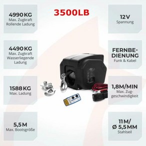 선박용 무선 전기 윈치 12V 3500lbs, 1개