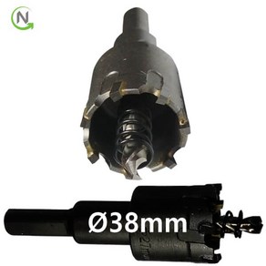 넥스트그린공구 초경 홀쏘 기리 38mm 홀커터 홀컷터 스텐 씽크 방화문 구멍 관통, 1개