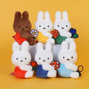 Miffy 꽃을 든 미피 토끼 가방고리 키링 6종 8cm, 꽃미피(오렌지)8cm