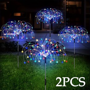 DaiFu 2 PCS 태양광 정원등 불꽃 장식등 120 LED 실외등 잔디등 (8가지 램프 모드)