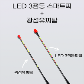 아봉피싱 용오름 LED 3점등 스마트 전자찌+ 광섬유찌탑, 1호(37cm), 1개