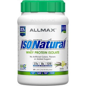 ALLMAX ISONATURAL Whey 프로틴 바닐라 분리 단백질 프리바이오틱스 29회분, 1개