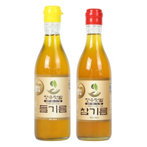 장수텃밭 옛날 들기름1병+참기름1병 350ml 2병, 2개