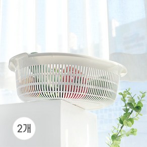 일본 사나다 후레쉬 타원소쿠리 타원형 과일세척 물빠짐 바구니 야채 채반 식기 건조 D-5524WH, 화이트, 2개