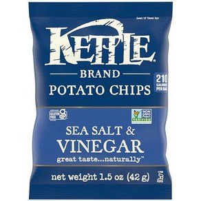 Kettle Band Potato Chips Sea Salt & Vinega 1.5 Oz 주전자 브랜드 감자칩 바다소금 & 식초 1.5온스, 42g, 1개