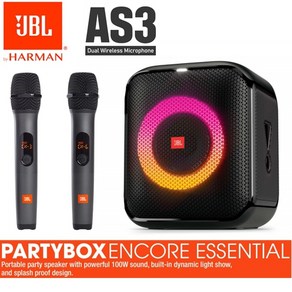 JBL ENCORE ESSENTIAL+AS3 파티박스 무선마이크 블루투스 스피커 충전식앰프 시스템 셋트, ESSENTIALSET