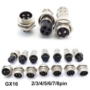 GX16 2pin 3 4 5 6 7 8 코어 핀 16mm 너트 유형 암 패널 장착 소켓 전기 LC 케이블 와이어 커넥터 항공 플러그 q1, 1pcs, 2P, male, 1개