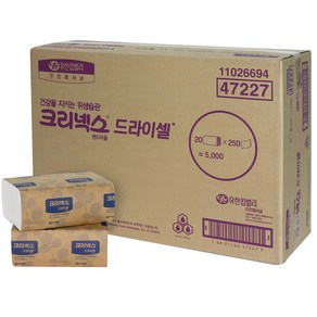 크리넥스 드라이셀 천연펄프 핸드타올 F250 VF, 20개입, 1개