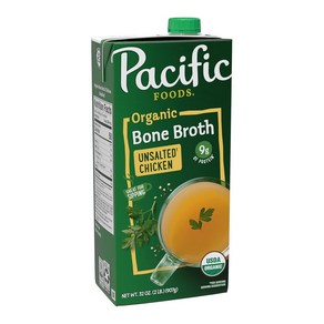 Pacific Foods Oganic Unsalted Chicken Bone Both 32 oz Caton Pacific Foods 유기농 무염 닭뼈 육수 32온스 카톤, 1개, 946ml