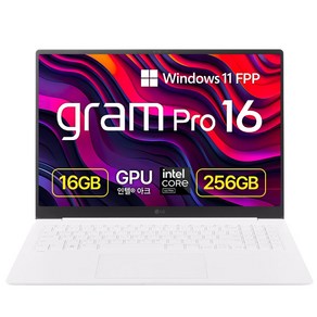 LG 그램 프로 16ZD90SP-GX56K Ulta5 16GB 256GB, 에센스 화이트, 16ZD90SP-GX56K Win11 FPP 개봉설치, WIN11 Home