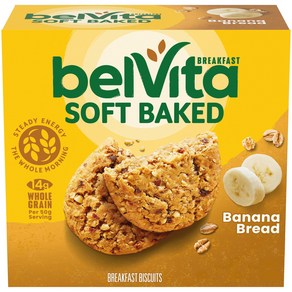 belVita Soft Baked Banana Bead Beakfast Biscuits belVita 소프트 베이크드 바나나 브레드 아침 식사 비스킷 5팩(팩당 비스킷 1개, 385.55g, 3개