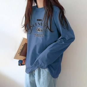 스타일아유 심플 여성용 코튼 데일리 티 가벼운 폭신폭신 프린트 티셔츠 TS2114