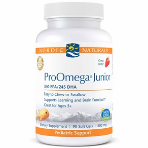 노르딕내츄럴스 프로오메가 주니어 340 EPA/245 DHA 500mg 스트로베리 소프트젤, 90정, 1개