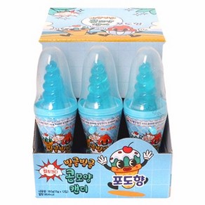 빙글빙글 콘모양 팝핑캔디 포도향 (파랑) 15g X 12입 캔디 사랑방 특이한 맛있는, 12개