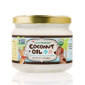 CocoTheapy Oganic Vigin Coconut Oil 8 Ounces CocoTheapy 유기농 버진 코코넛 오일 8 온스 개 피부 털 소화 및 면역을, 1개