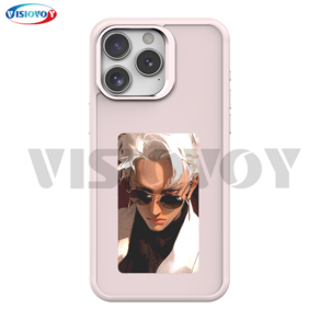 Visiovoy Fo Iphone 13 14 15 Po Max Phone Case E ink Sceen 4 Colo NFC DIY Back Cove Battey Fee