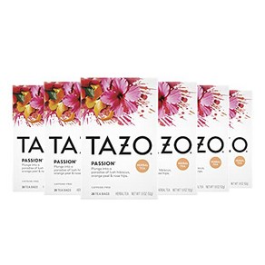 TAZO Tea Bags Iced or Hot Passion Herbal Tea 20 Tea Bags (Pack TAZO 티백 아이스 또는 핫 패션 허브티 20티백(6팩