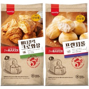 냉동)삼립 미니갈릭크로와상 144g (8입) 1봉+프레치롤 (300g/6입)1봉 /총2봉/, 2개