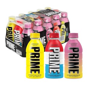 PRIME HYDRATION 버라이어티 블루 프리즈 체리 ICE POP 스포츠 음료 최고의 수분 을 전해질 BCAA 250mg 비타민 B 물질 저설탕 350ml12온스 15팩, VARIETY - ICE POP, STRAWBERRY, 355ml, 15개
