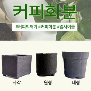 커피 화분 원형 사각 대형 인쇄 다육 식물 인테리어 소품 커피 찌꺼기 재활용 환경 교육 교재 학습교재, 1개