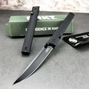 발로란트 카람빗 CRKT 7096 CEO 신사의 베어링 접이식 칼 3.107 인치 새틴 플레인 블레이드 야외 캠핑, 1개, 04 Black H Black Blade