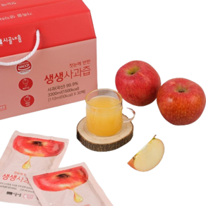 사과즙 NFC 착즙 충주사과로 씨를빼고 만든 시골내음 HACCP 인증 생생사과즙 100% 110ml 30포, 3.3L, 1개