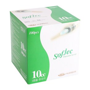 화진 일회용 주사기 10cc 바늘 약국 대형, 100개, 18G 1 1/2인치