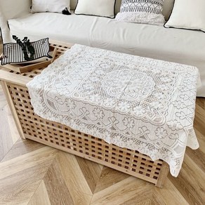 레이스 테이블보 플라워 빈티지 식탁보 식탁커버 2p세트 슬림소녀 Tablecloth, 90*90cm, 화이트 2p세트