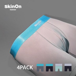 스킨온매너 소프트 드로즈 언더웨어 남자팬티 4팩 세트 [그레이 블랙 민트 블랙]