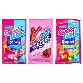 Sweet Tats Candy Ropes 버라이어티 팩 3개 – 톡 쏘는 딸기 체리 펀치 수박 베리 충돌, 사이즈, 150g