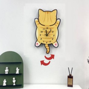 고양이 귀여운 벽시계 무소음 인테리어 움직이는 시계 꼬리가 흔들흔들, [01] 귀여운 고양이 벽시계, [02] 25CM x 40CM (추천사이즈)
