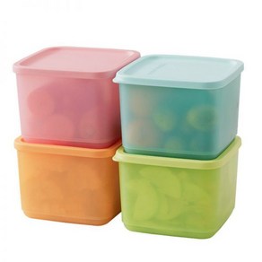 Tupperware 타파웨어 냉장고 정리용기 정사각 저장상자 1000ml/1L 4종 세트