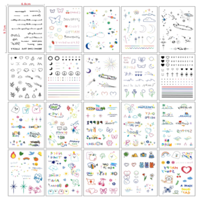 젤리라인 반영구 워터밤 타투스티커 작은헤나 감성타투 귀여운 스타일, 컬러 타투스티커 20장, 20개