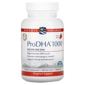 노르딕 내추럴스 Po DHA 1000 EPA 딸기 1000mg 60소프트젤, 60정, 60개