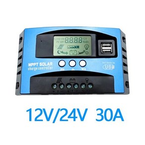 최애템 태양광 충전 컨트롤러 MPPT LCD 디스플레이 자동 듀얼 USB 및 방전 30A 40A 50A 60A 80A 100A 12V 24V, [01] 30A, 1개