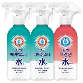 한입 베이킹소다수 용기 400ml x 2개 + 구연산수 용기 400ml, 1개