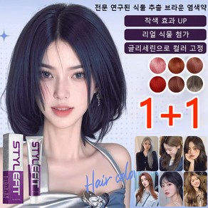 1+1[다양한 색상]암모니아 없는 향기 염색약 버블 헤어 염색제 새치 염색약 100g, 100ml, (1+1)다크 퍼