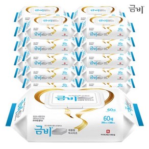 금비 플레인 환자용/청소용 대형 물티슈 캡형 60매, 60매입, 15개