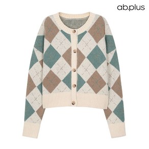 ab.plus 라운드넥 아가일 패턴 니트 가디건 (LSZ1MY34A)