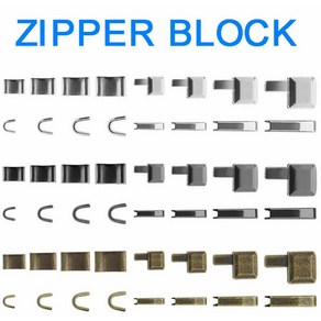 24 세트 니켈 금속 지퍼 블록 수리 지퍼 수리 키트 폐쇄 엔드 수리 헤드 지퍼 부품 탑 스톱 패브릭 봉제 도구, 보여진 바와 같이