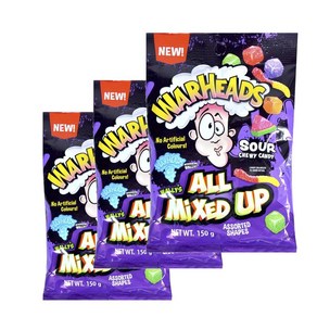 워헤드 올 믹스 업 사워 츄이 사탕 초콜릿 Waheads All Mixed Up Sou Chewy Candy, 3개, 150g